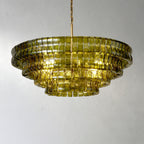 36 Inch Green Glass Tiered Chandelier - Ghiaccio