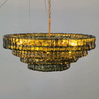 36 Inch Green Glass Tiered Chandelier - Ghiaccio