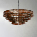 91 cm Red Glass Tiered Chandelier - Ghiaccio