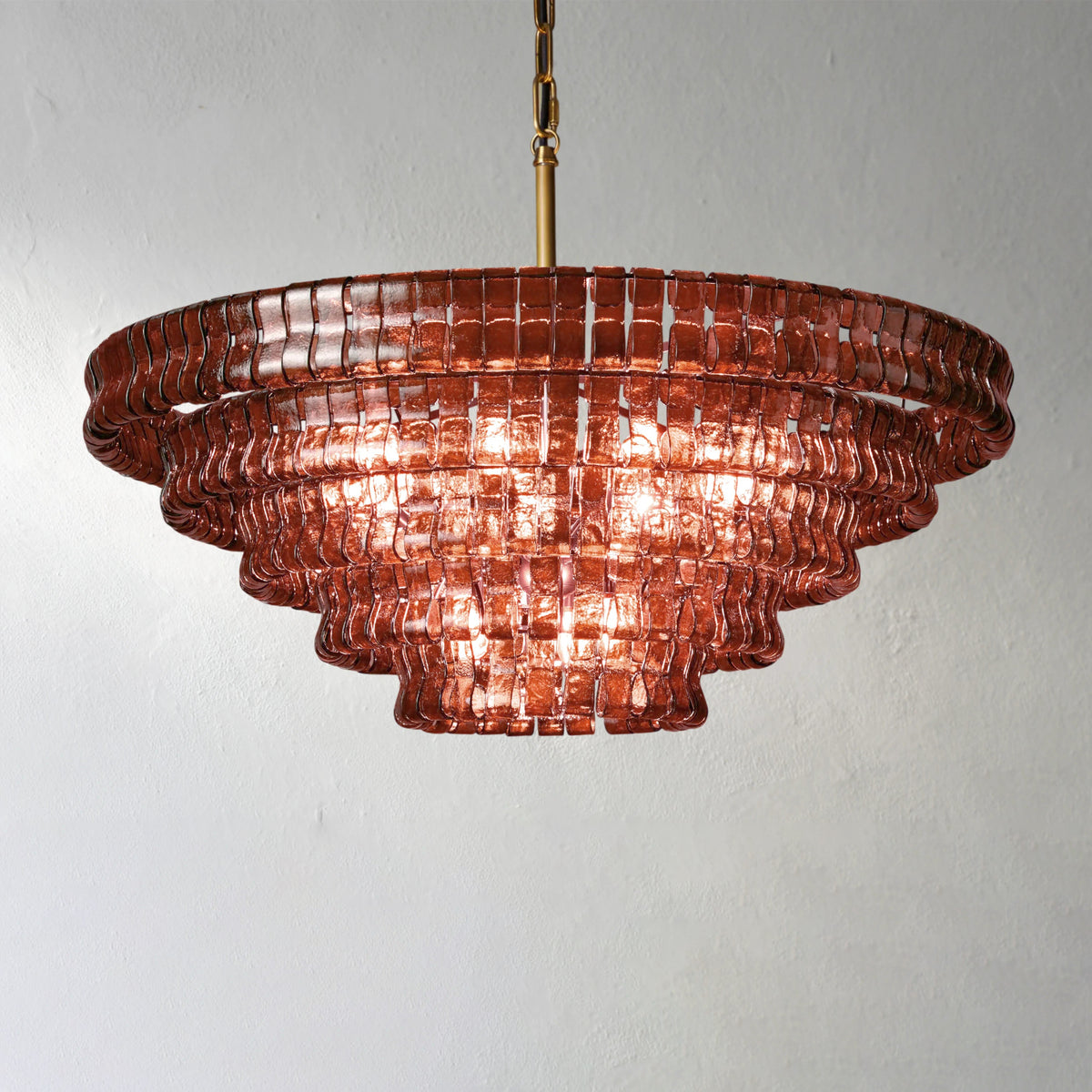 122 cm Red Glass Tiered Chandelier - Ghiaccio