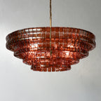 91 cm Red Glass Tiered Chandelier - Ghiaccio