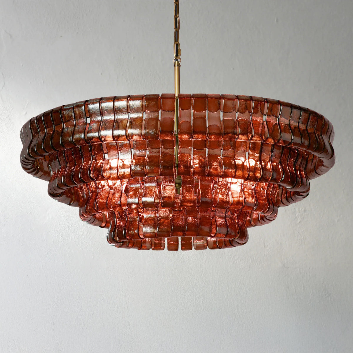 91 cm Red Glass Tiered Chandelier - Ghiaccio