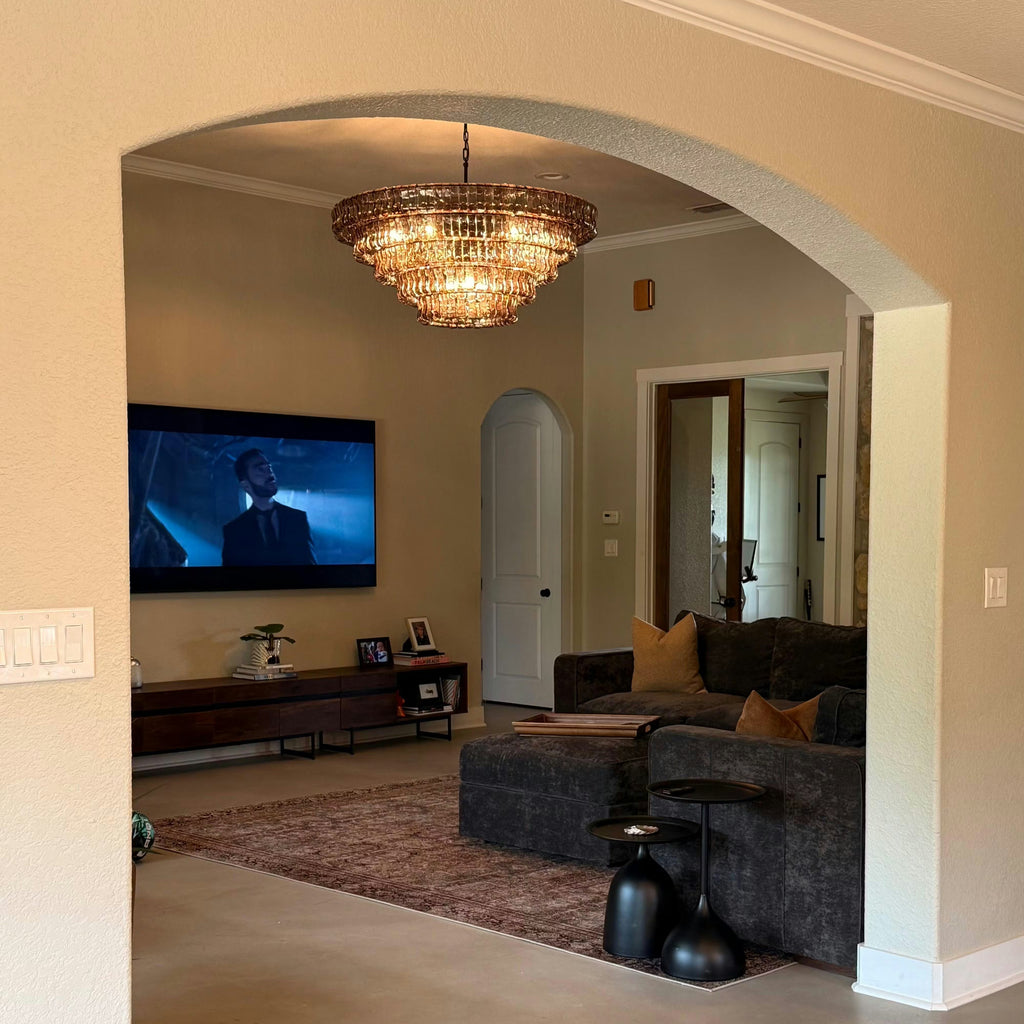 48 Inch Smoked Glass Tiered Chandelier - Ghiaccio