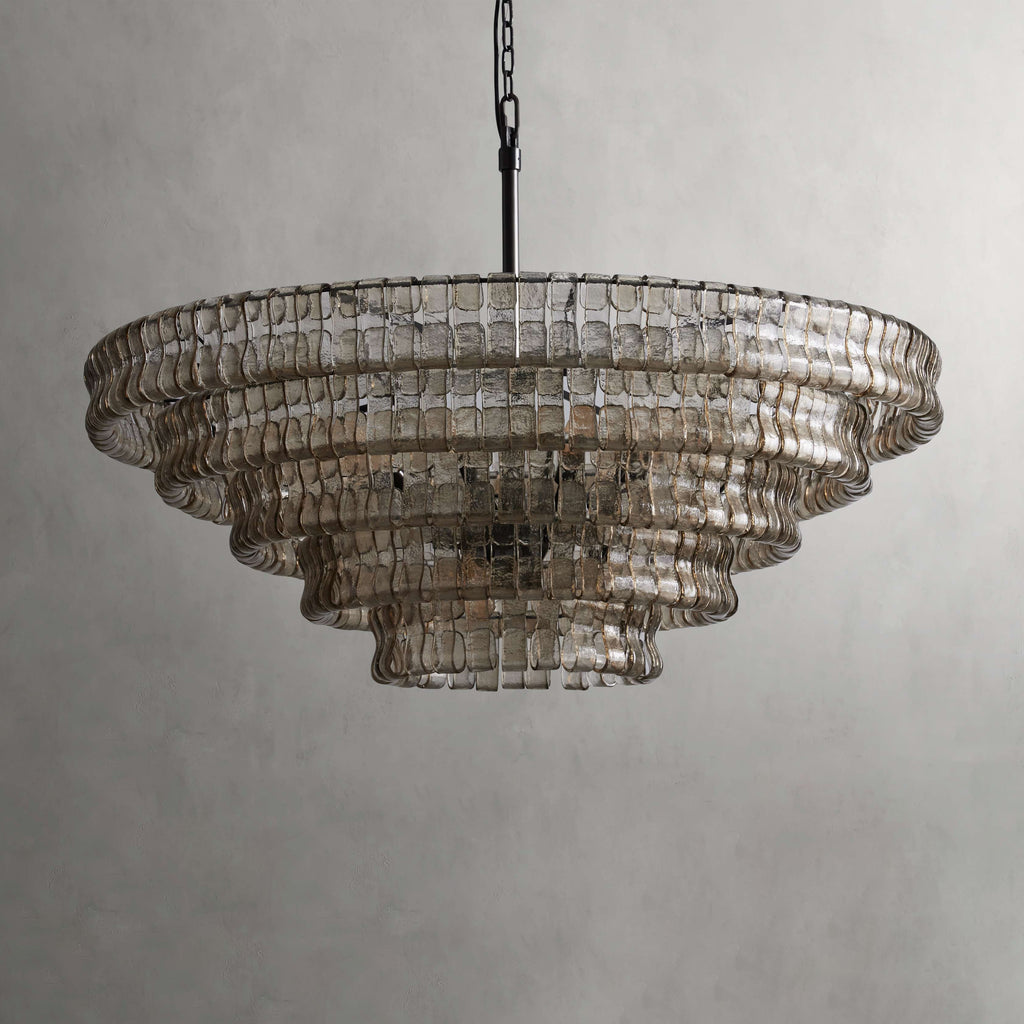 48 Inch Smoked Glass Tiered Chandelier - Ghiaccio