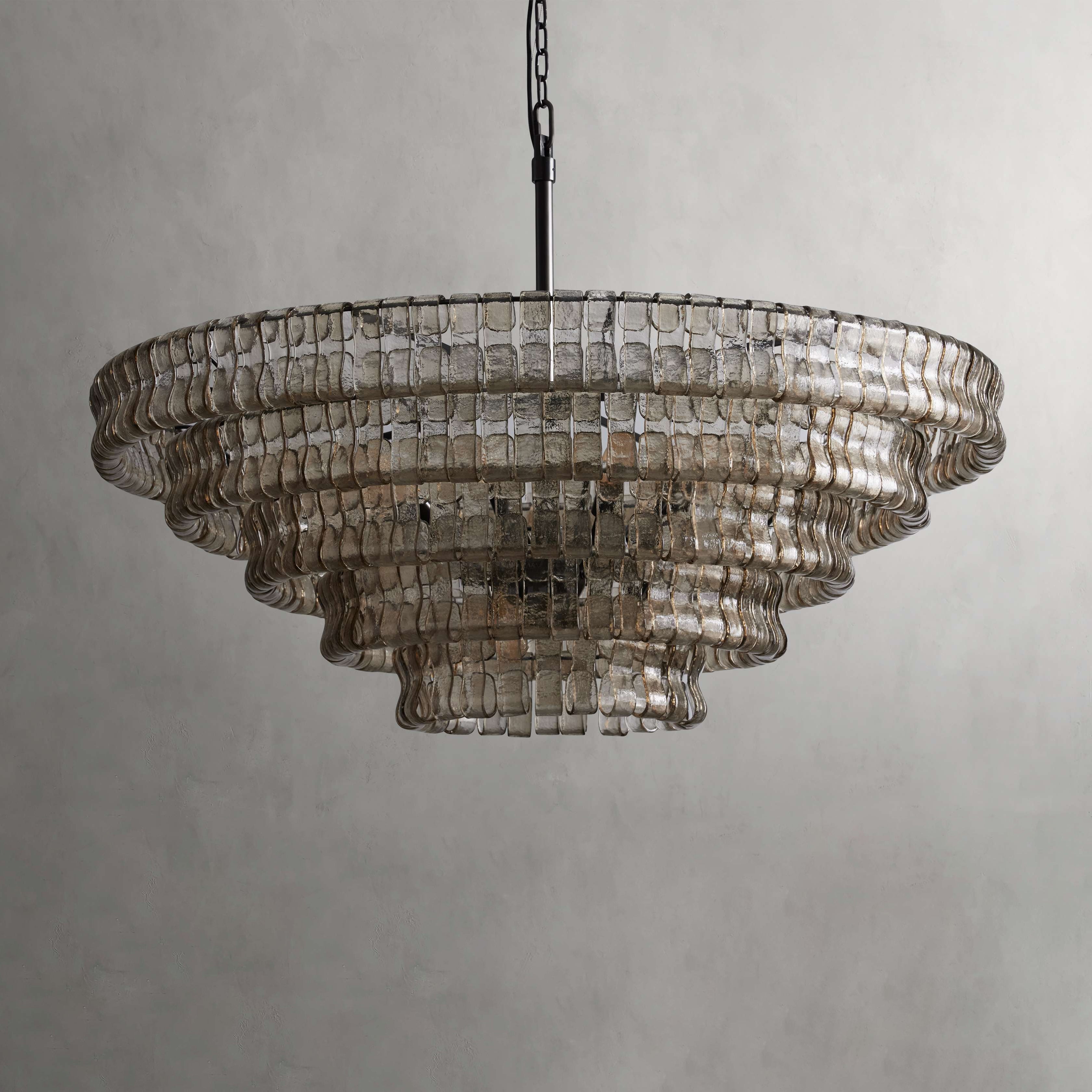 48 Inch Smoked Glass Tiered Chandelier - Ghiaccio