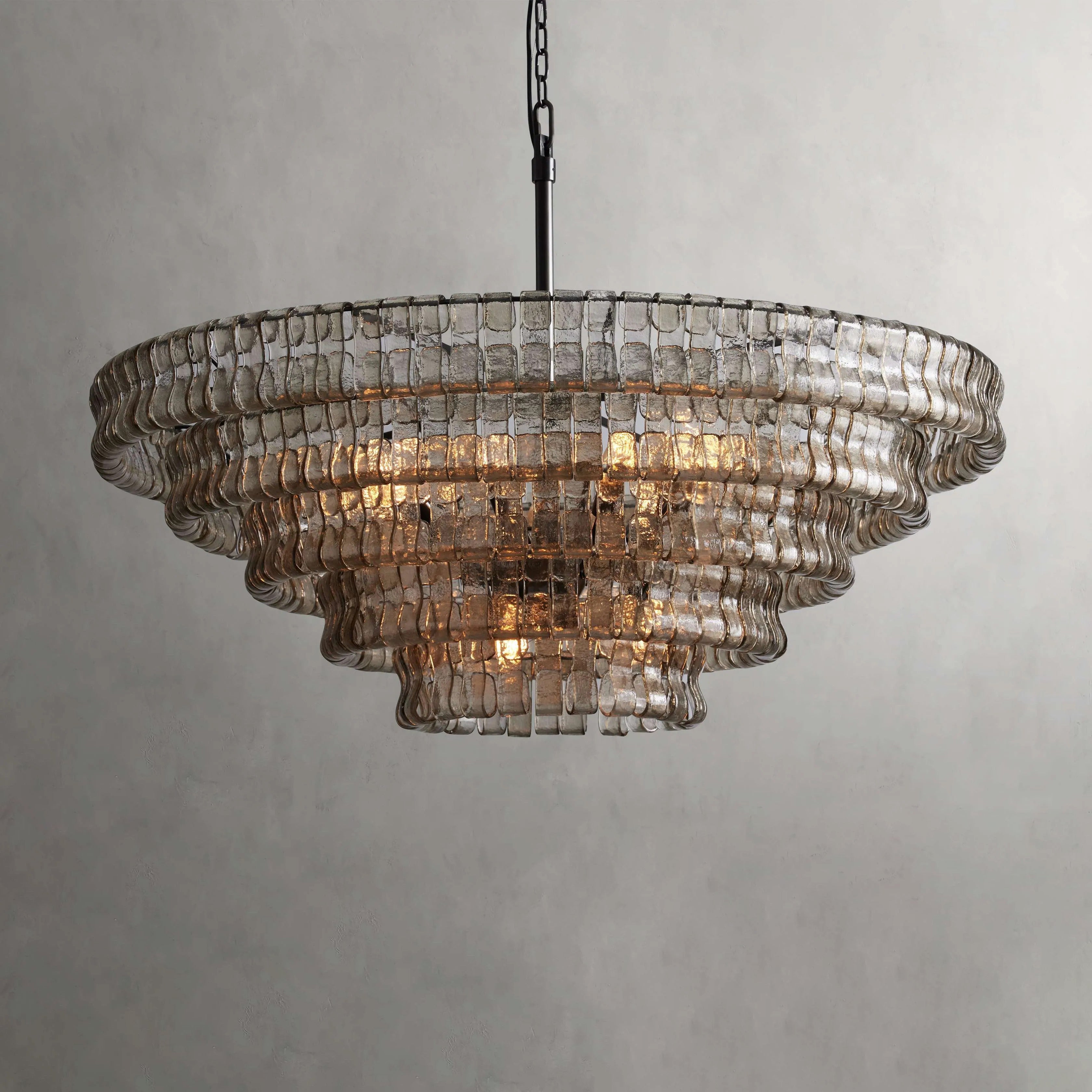 48 Inch Smoked Glass Tiered Chandelier - Ghiaccio