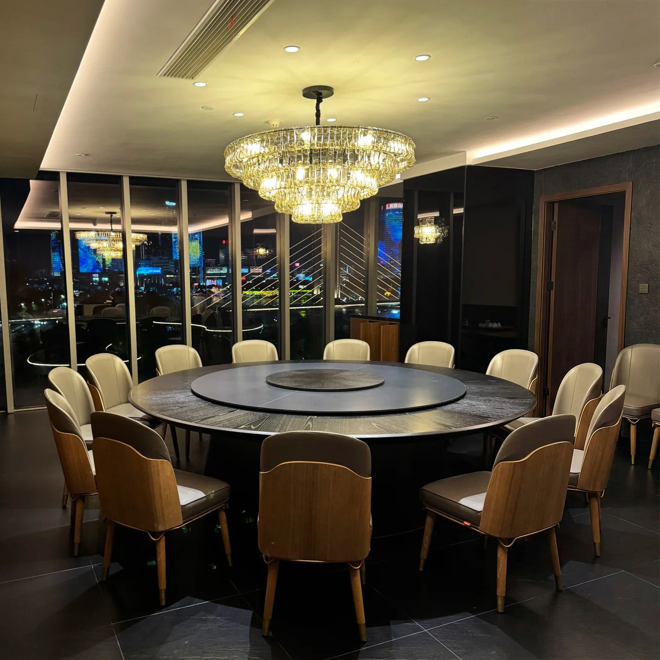 48 Inch Smoked Glass Tiered Chandelier - Ghiaccio