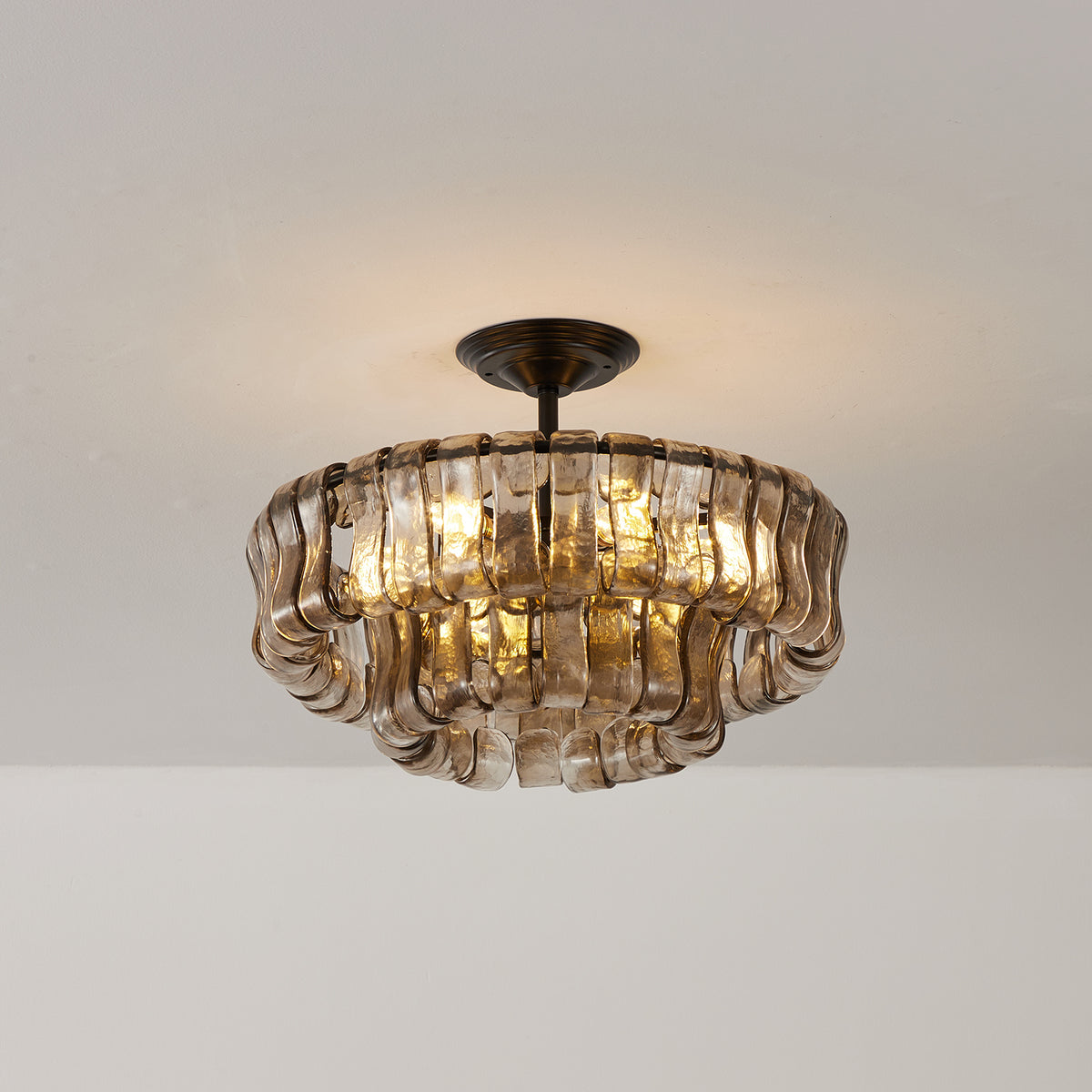 Plafonnier semi-encastré en verre fumé 45,7 cm - Ghiaccio