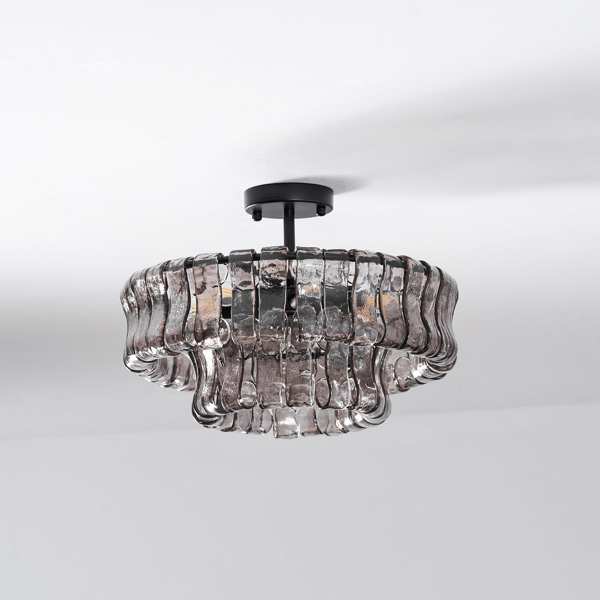 Plafonnier semi-encastré en verre fumé 45,7 cm - Ghiaccio