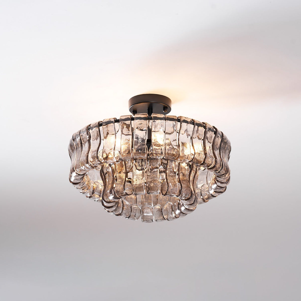 Plafonnier semi-encastré en verre fumé 45,7 cm - Ghiaccio