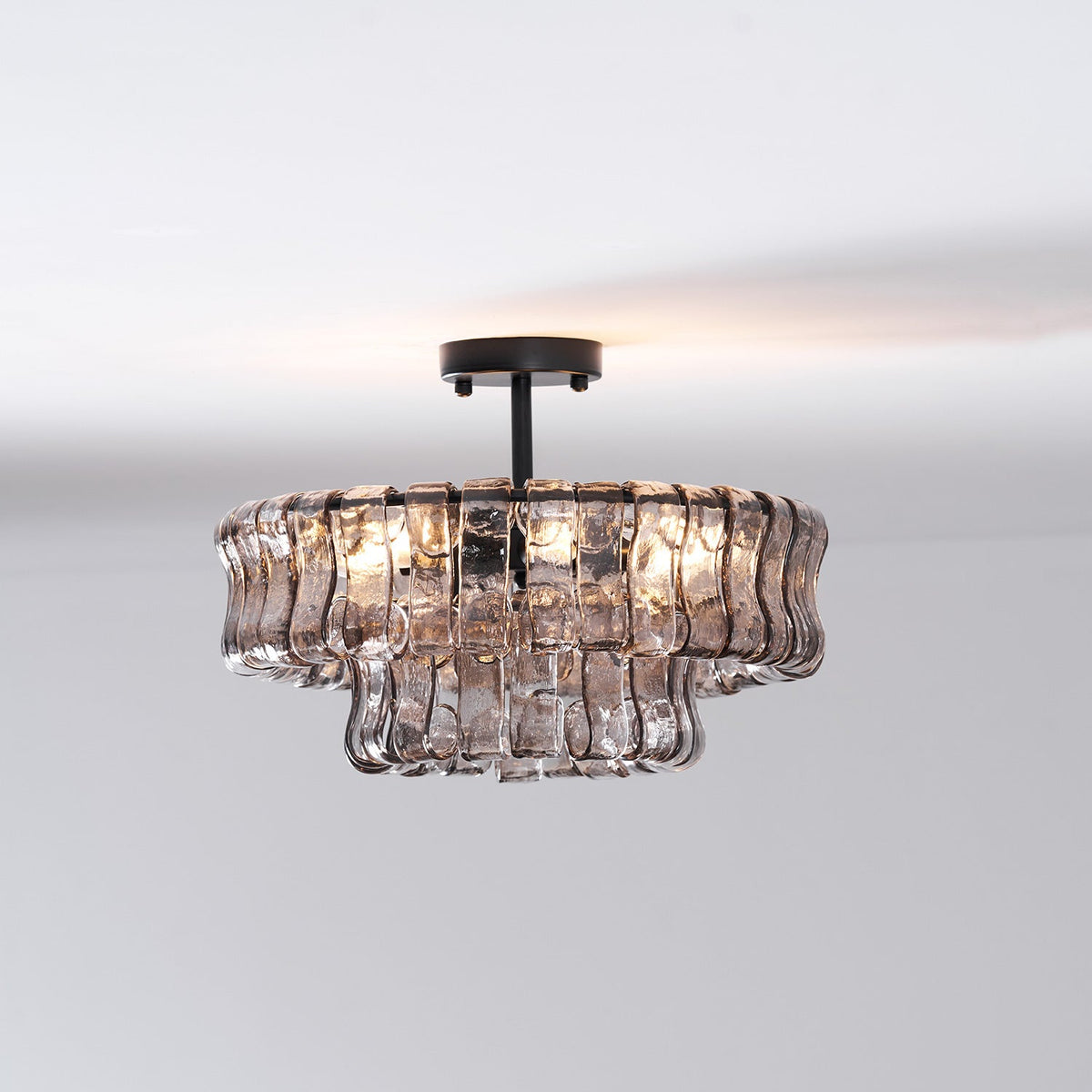 Plafonnier semi-encastré en verre fumé 45,7 cm - Ghiaccio
