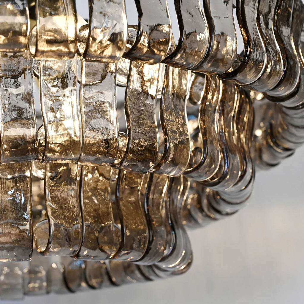 36 Inch Smoked Glass Tiered Chandelier - Ghiaccio
