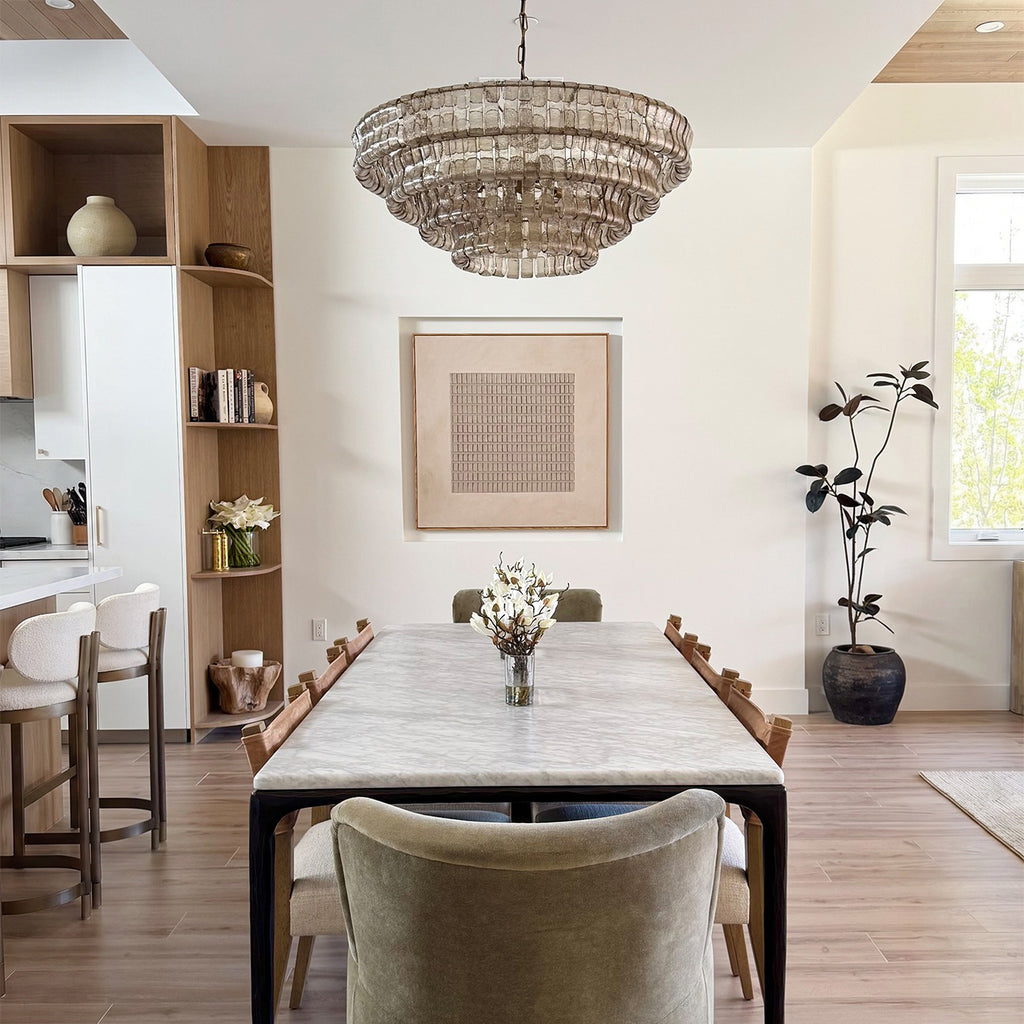 36 Inch Smoked Glass Tiered Chandelier - Ghiaccio