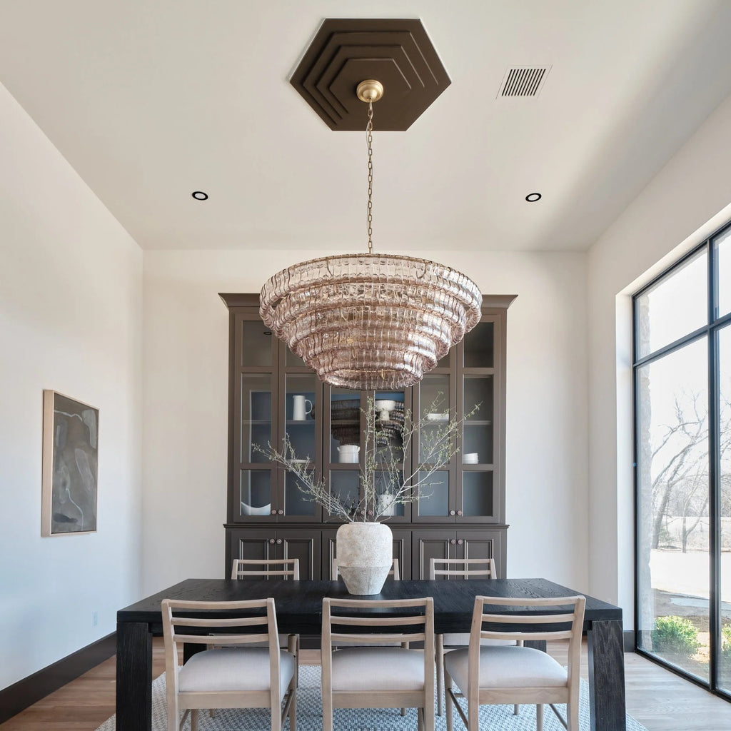48 Inch Smoked Glass Tiered Chandelier - Ghiaccio