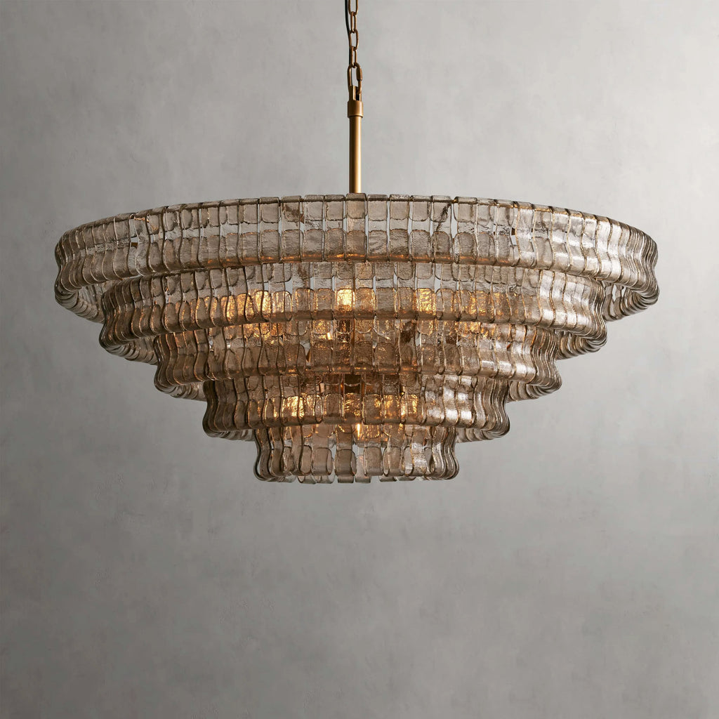 48 Inch Smoked Glass Tiered Chandelier - Ghiaccio