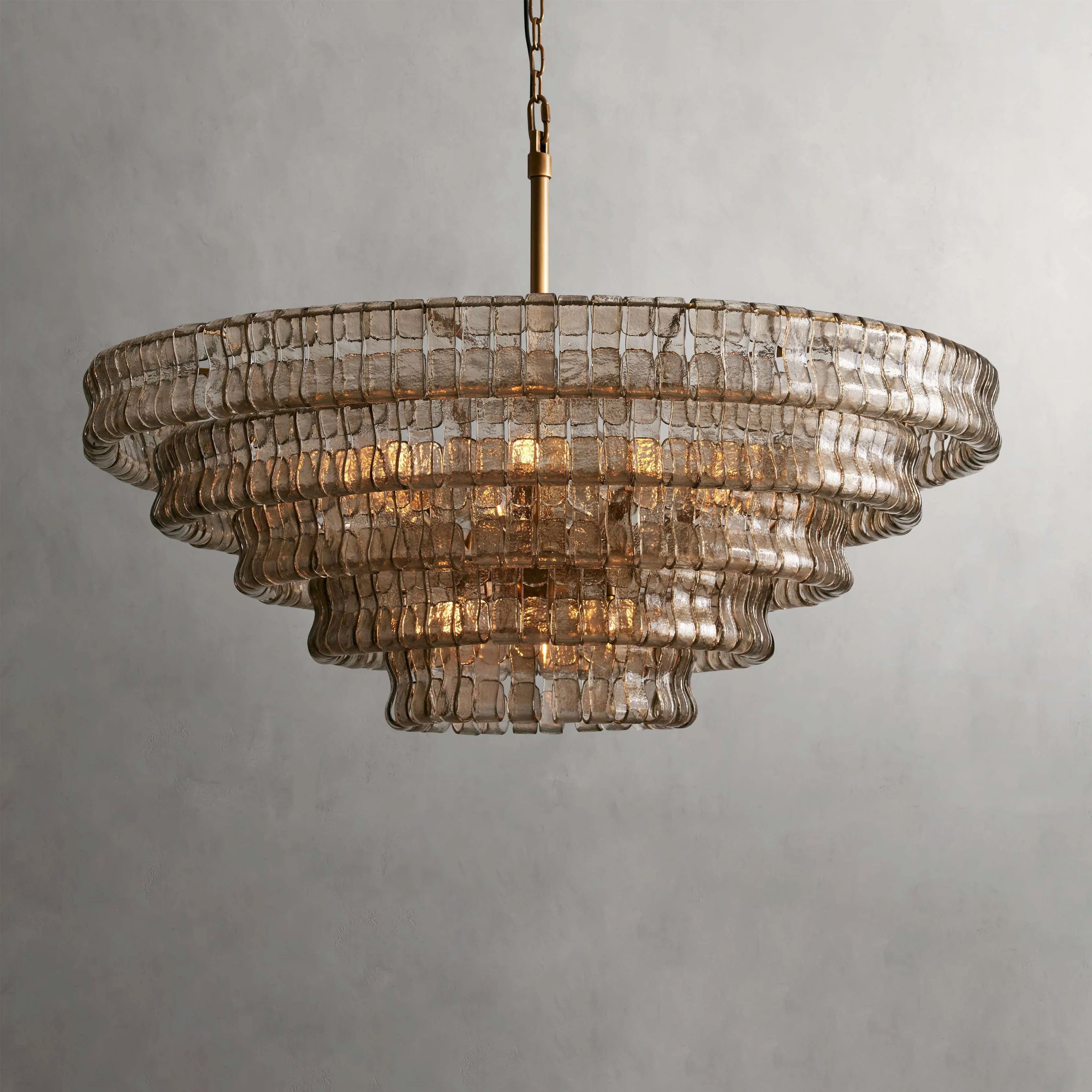 48 Inch Smoked Glass Tiered Chandelier - Ghiaccio