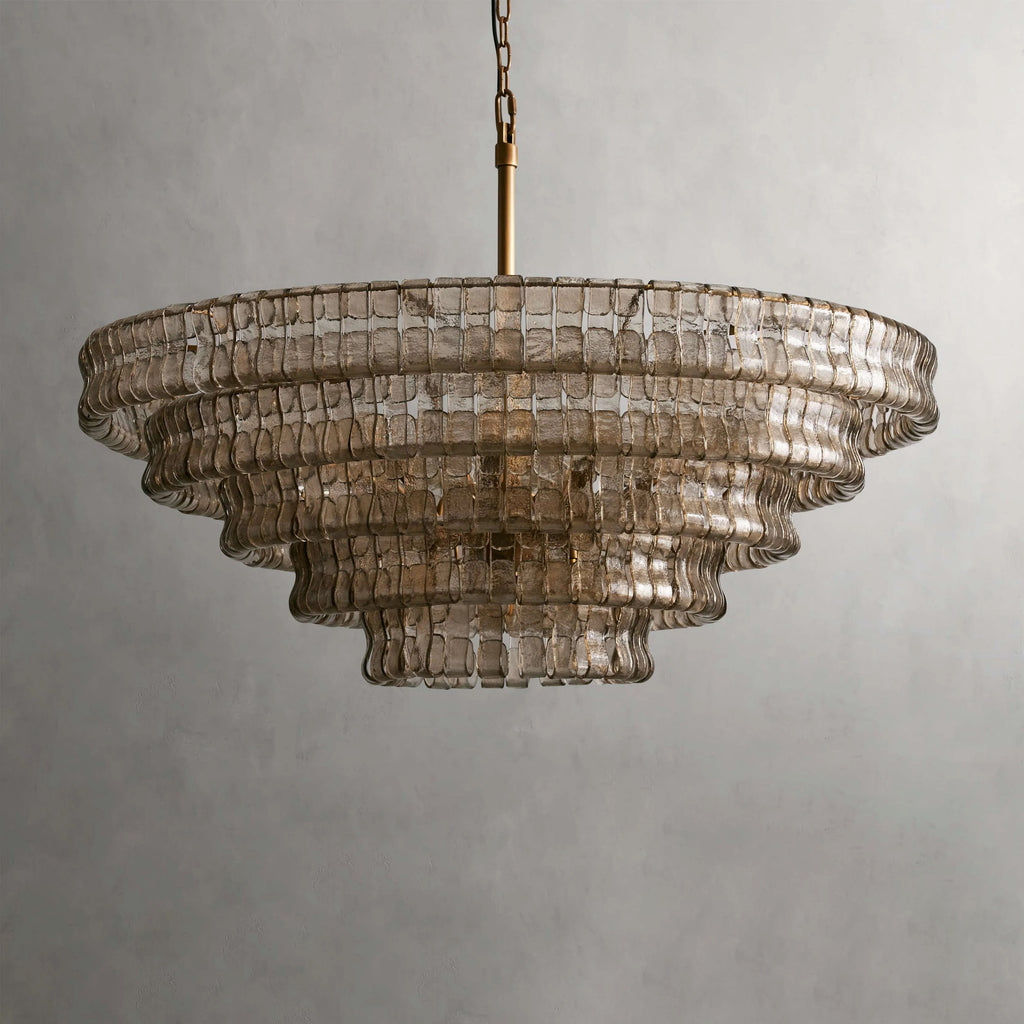 48 Inch Smoked Glass Tiered Chandelier - Ghiaccio