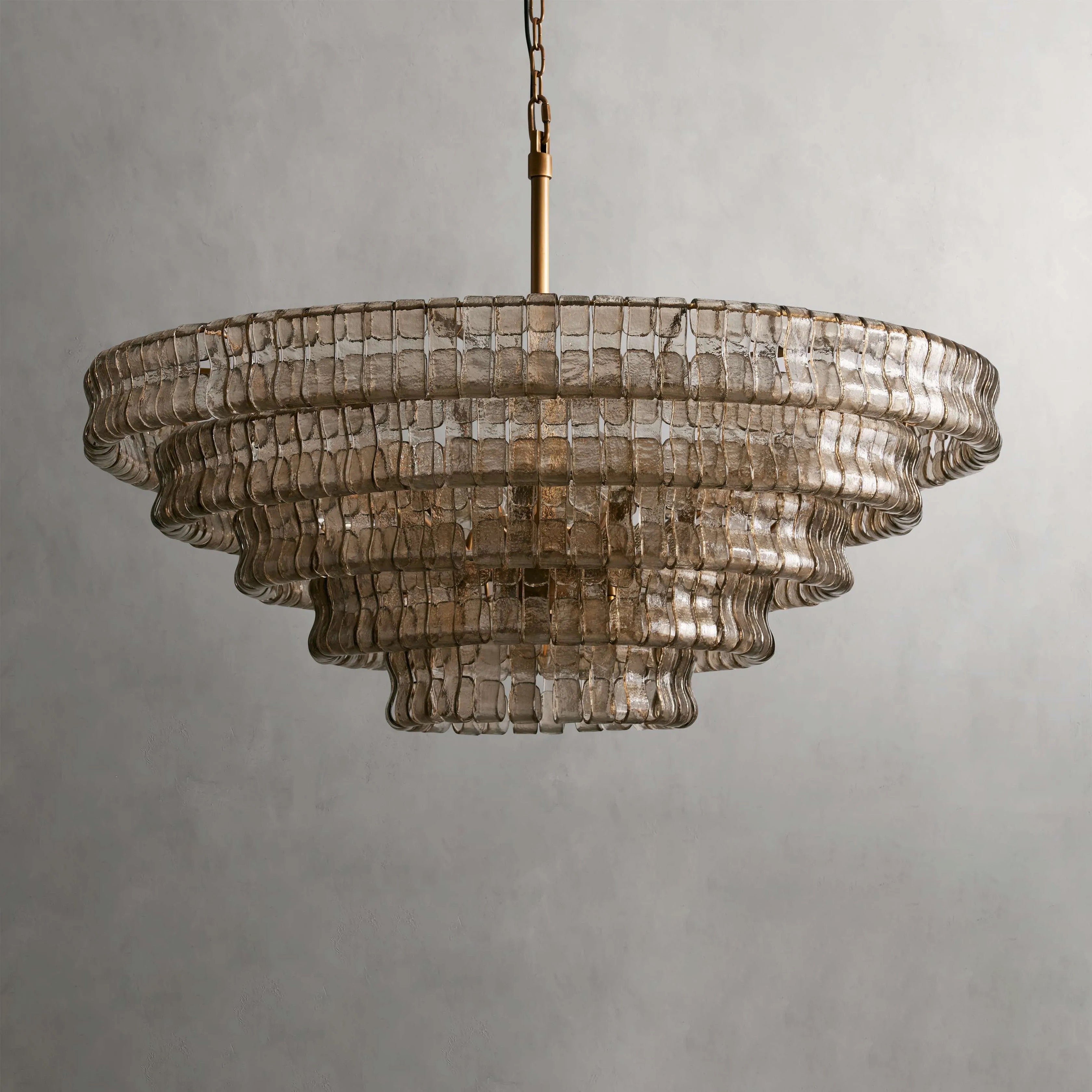 48 Inch Smoked Glass Tiered Chandelier - Ghiaccio
