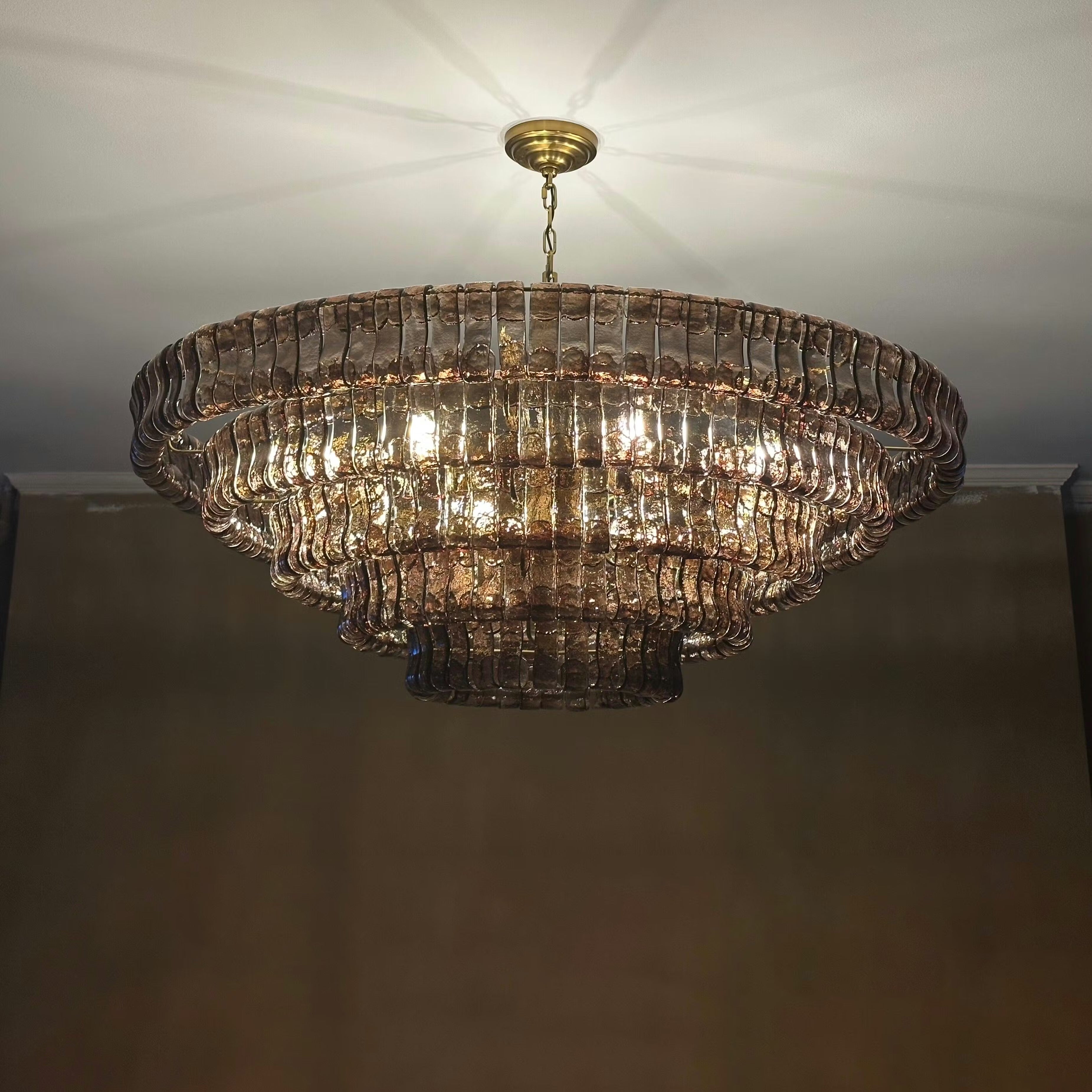 48 Inch Smoked Glass Tiered Chandelier - Ghiaccio
