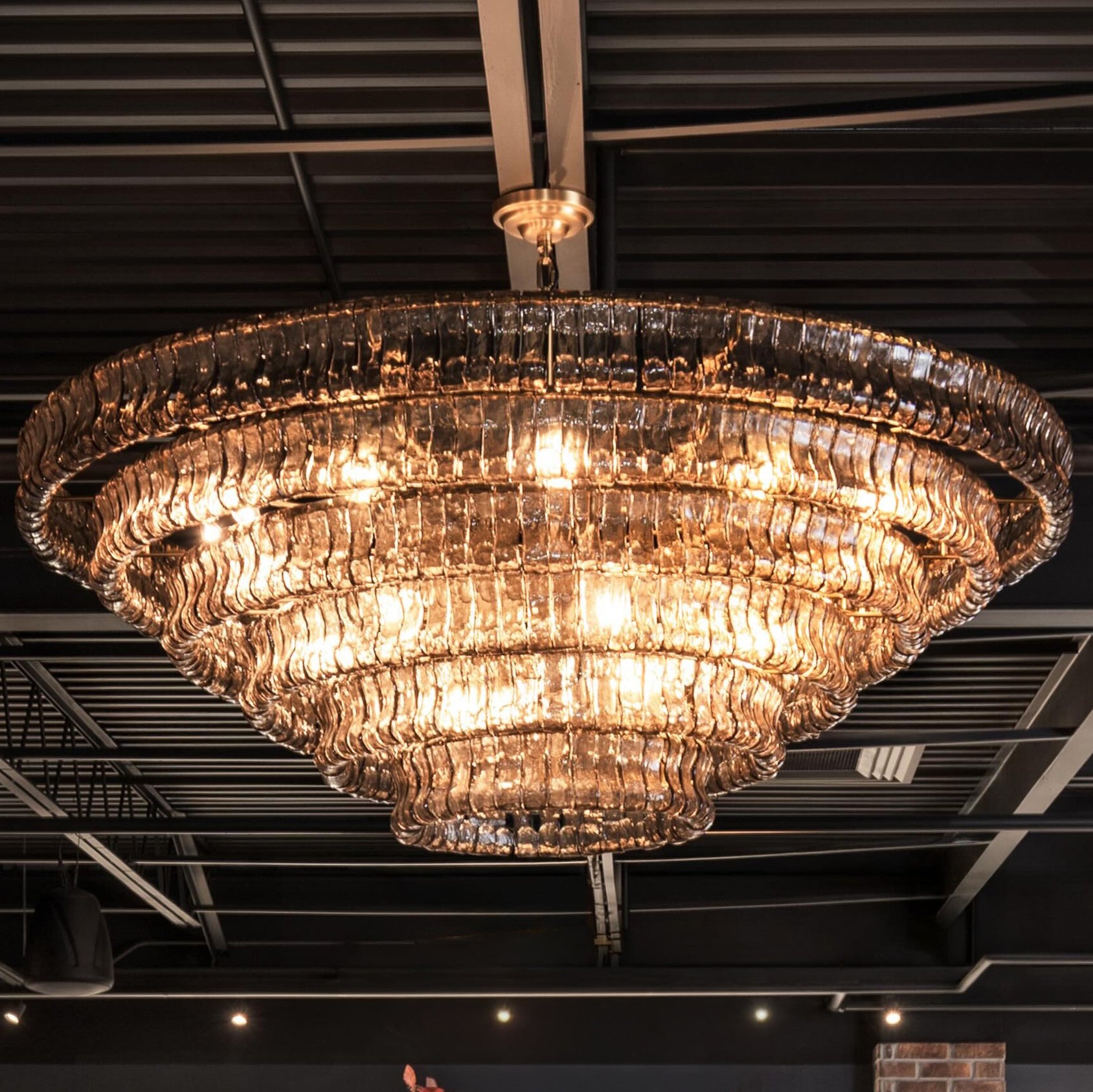 60 Inch Smoked Glass Tiered Chandelier - Ghiaccio