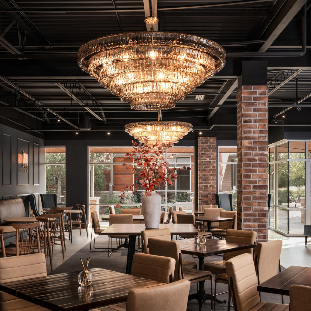 60 Inch Smoked Glass Tiered Chandelier - Ghiaccio