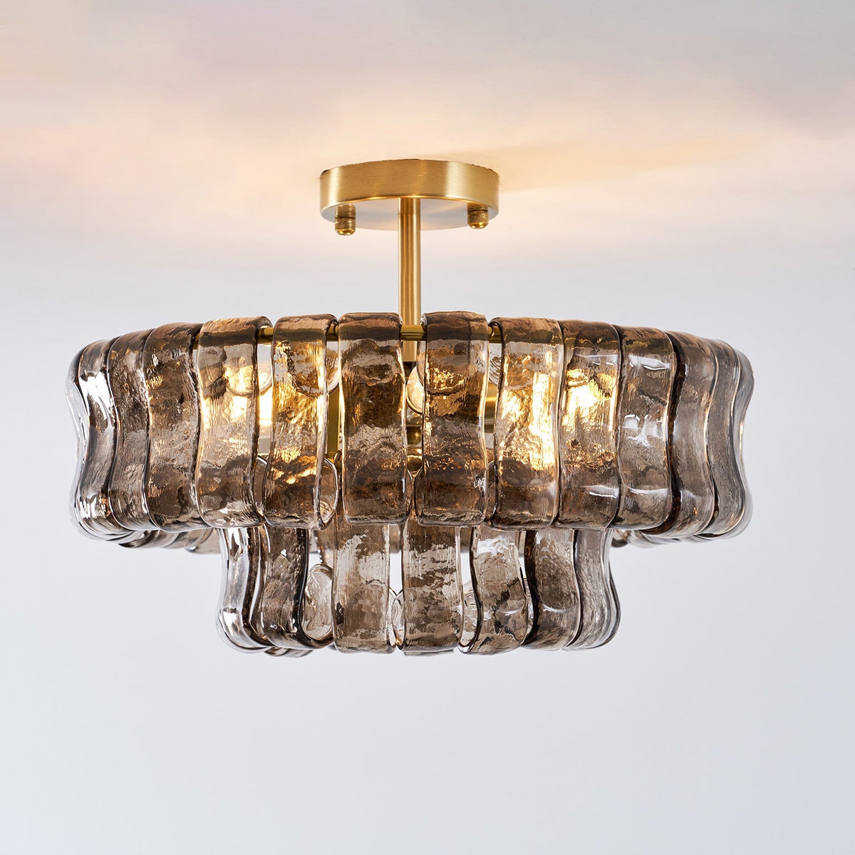 Plafonnier semi-encastré en verre fumé 45,7 cm - Ghiaccio