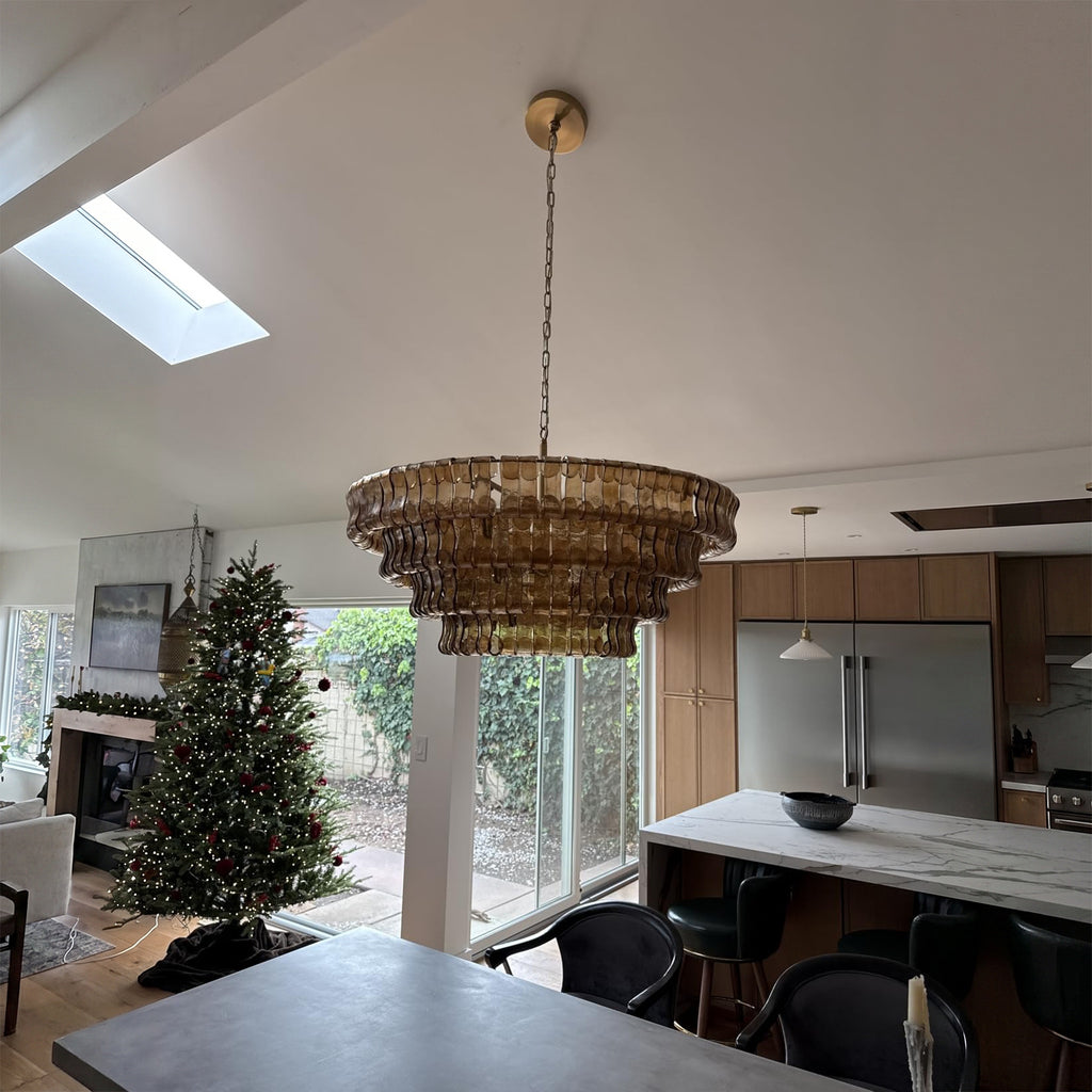 36 Inch Smoked Glass Tiered Chandelier - Ghiaccio