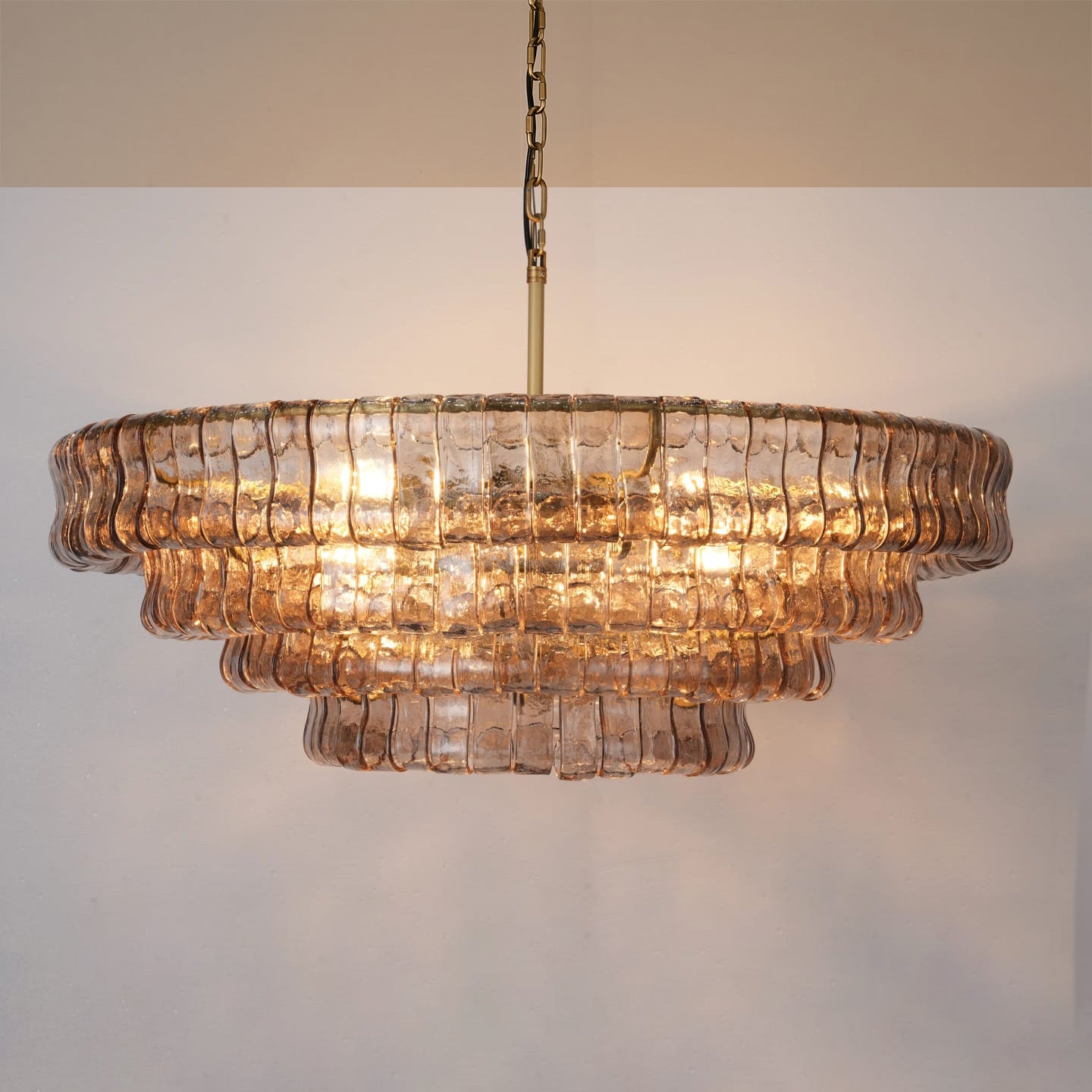 36 Inch Smoked Glass Tiered Chandelier - Ghiaccio