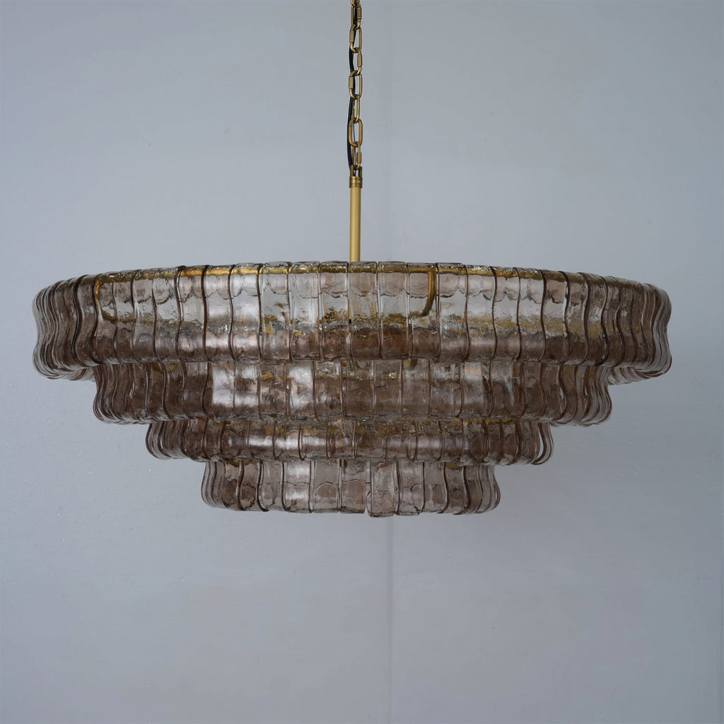 36 Inch Smoked Glass Tiered Chandelier - Ghiaccio