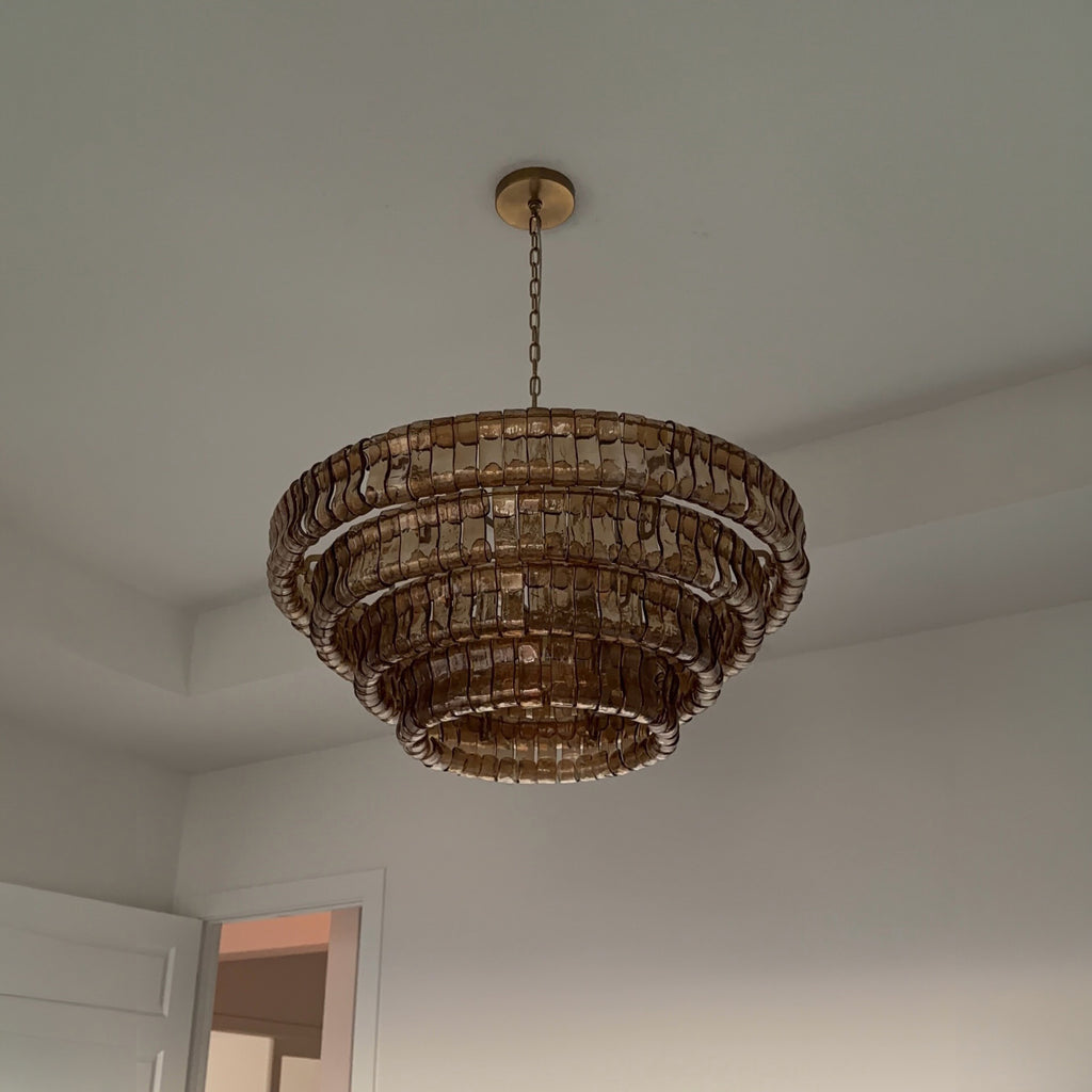 36 Inch Smoked Glass Tiered Chandelier - Ghiaccio