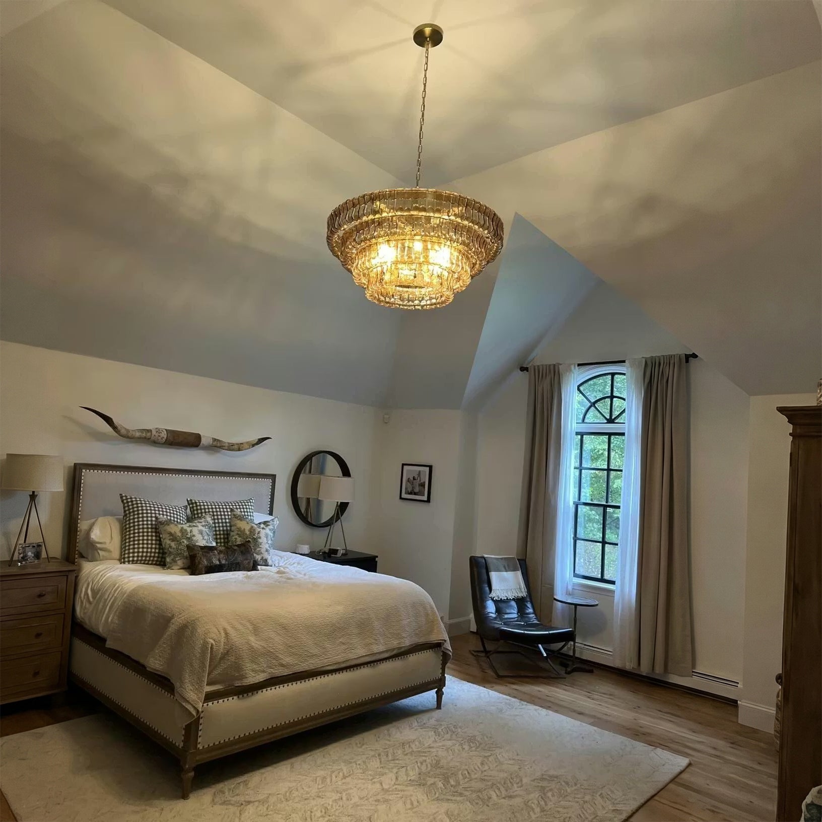 36 Inch Smoked Glass Tiered Chandelier - Ghiaccio