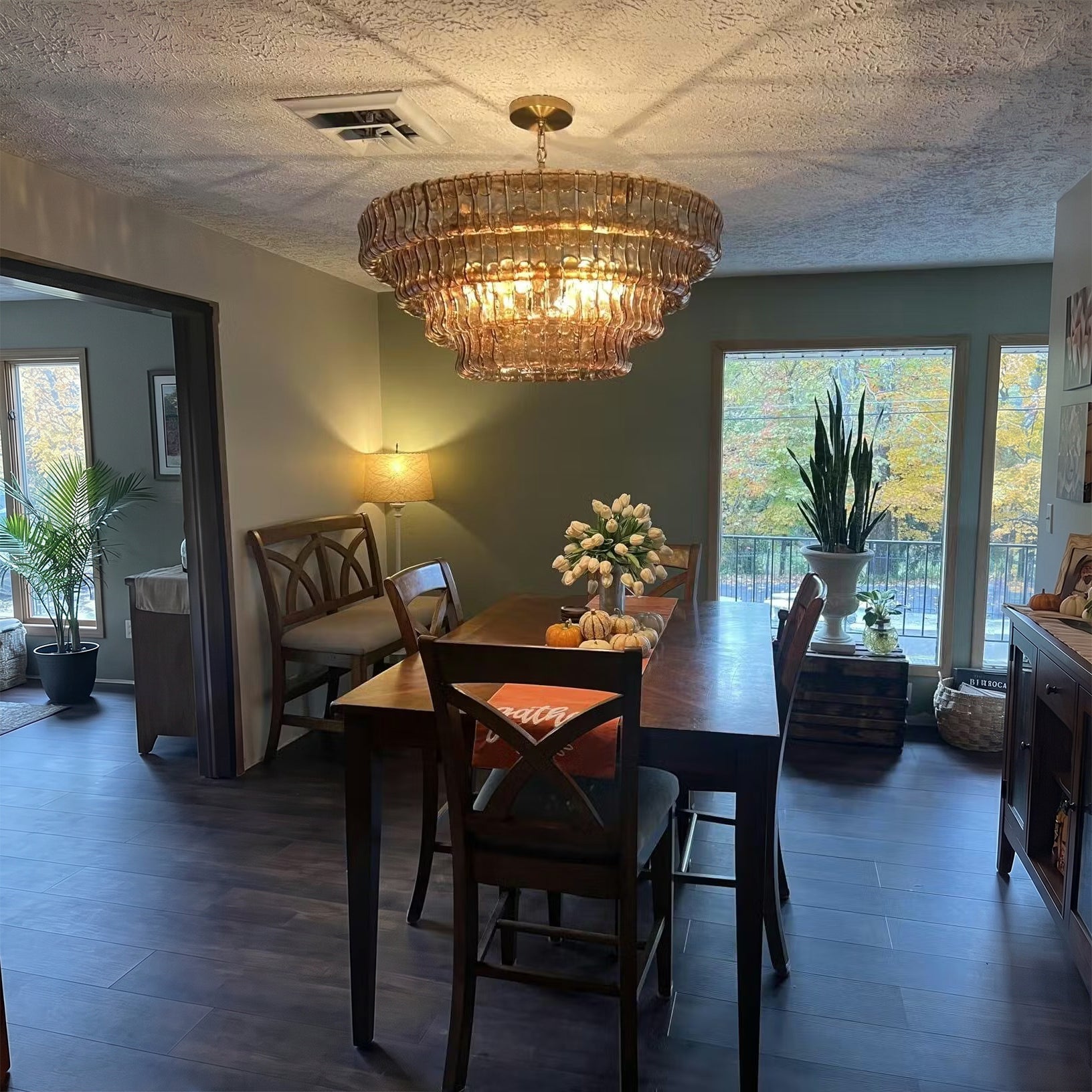 36 Inch Smoked Glass Tiered Chandelier - Ghiaccio