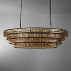 65 Inch Amber Glass Tiered Oval Chandelier - Ghiaccio
