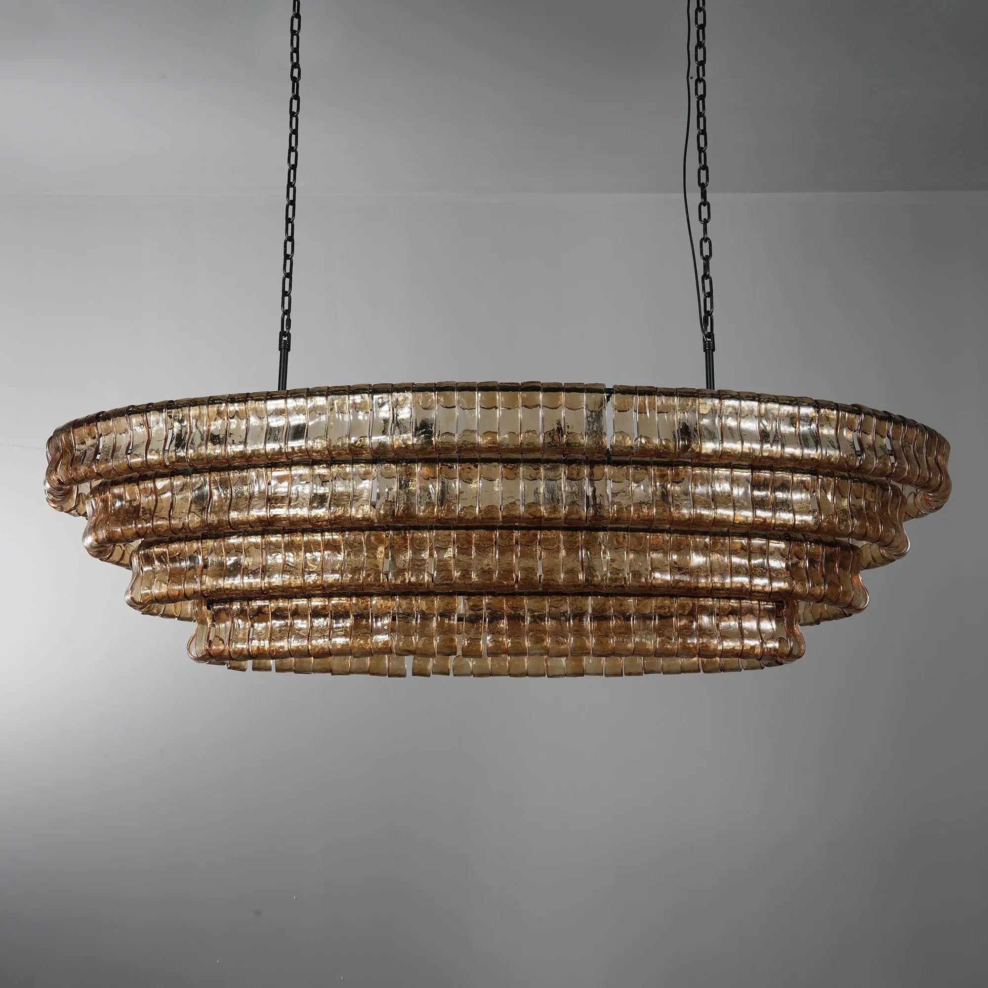 65 Inch Amber Glass Tiered Oval Chandelier - Ghiaccio