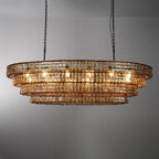 65 Inch Amber Glass Tiered Oval Chandelier - Ghiaccio