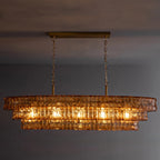 54 Inch Amber Glass Tiered Oval Chandelier - Ghiaccio