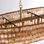 54 Inch Amber Glass Tiered Oval Chandelier - Ghiaccio
