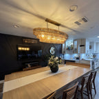 54 Inch Amber Glass Tiered Oval Chandelier - Ghiaccio
