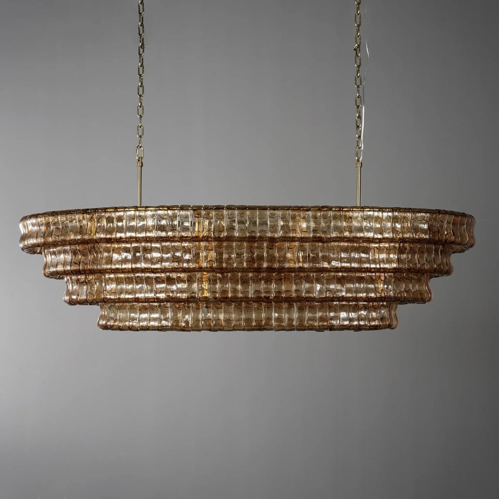 65 Inch Amber Glass Tiered Oval Chandelier - Ghiaccio