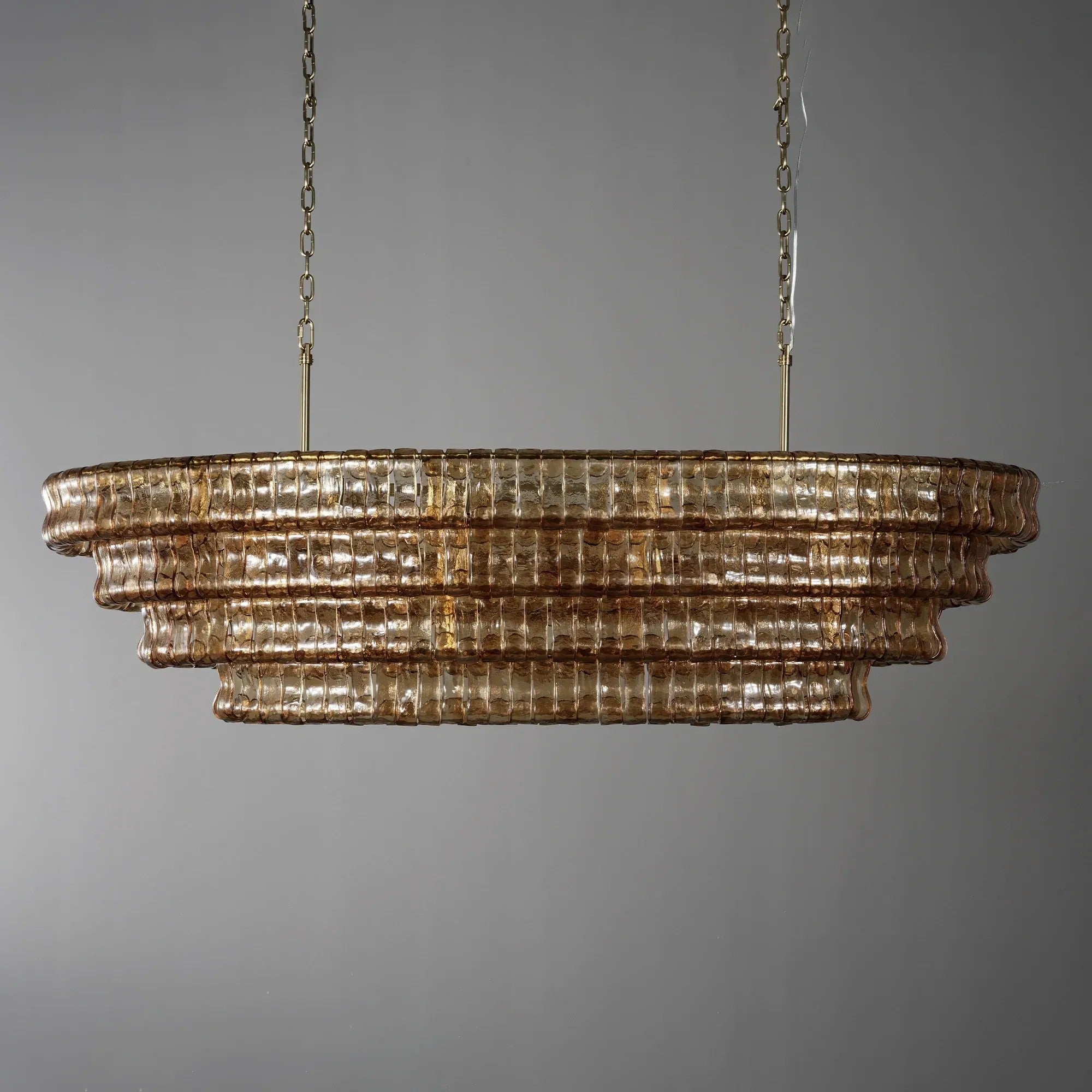 65 Inch Amber Glass Tiered Oval Chandelier - Ghiaccio