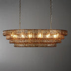 65 Inch Amber Glass Tiered Oval Chandelier - Ghiaccio
