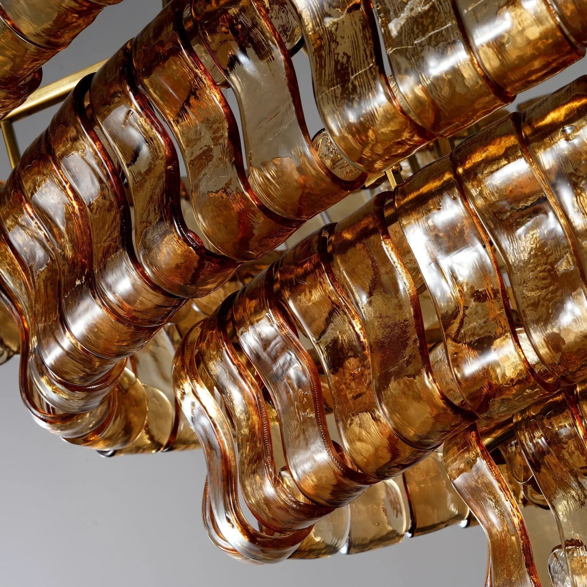 65 Inch Amber Glass Tiered Oval Chandelier - Ghiaccio
