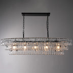 54 Inch Clear Glass Tiered Oval Chandelier - Ghiaccio