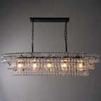 54 Inch Clear Glass Tiered Oval Chandelier - Ghiaccio