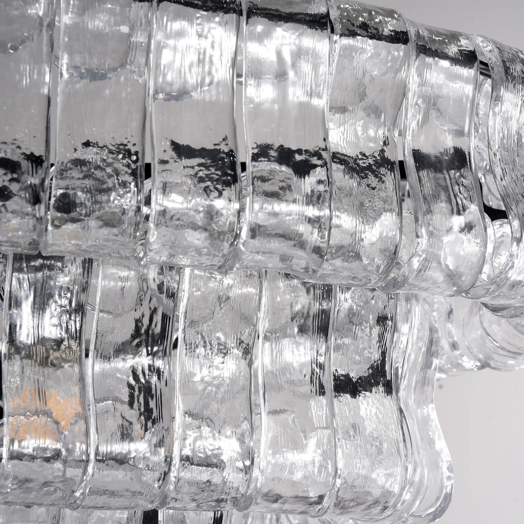 54 Inch Clear Glass Tiered Oval Chandelier - Ghiaccio