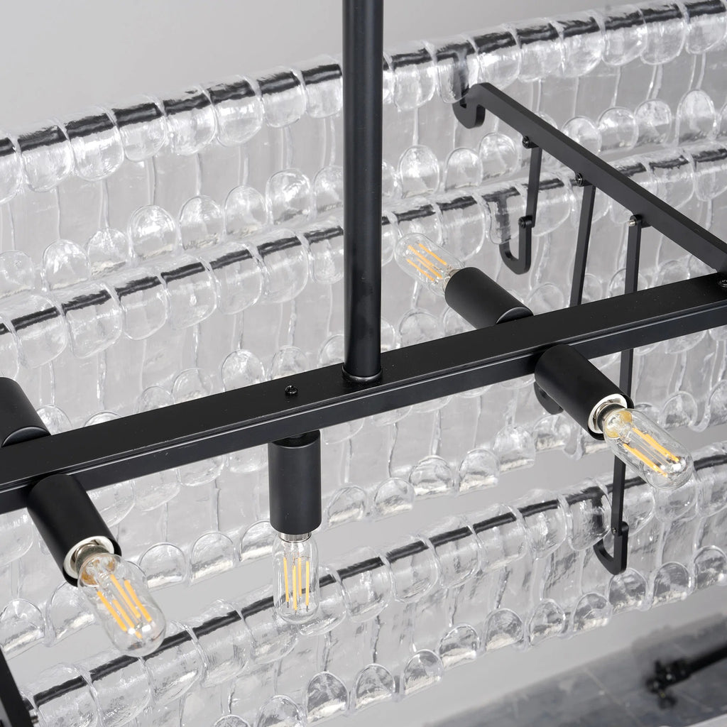 54 Inch Clear Glass Tiered Oval Chandelier - Ghiaccio