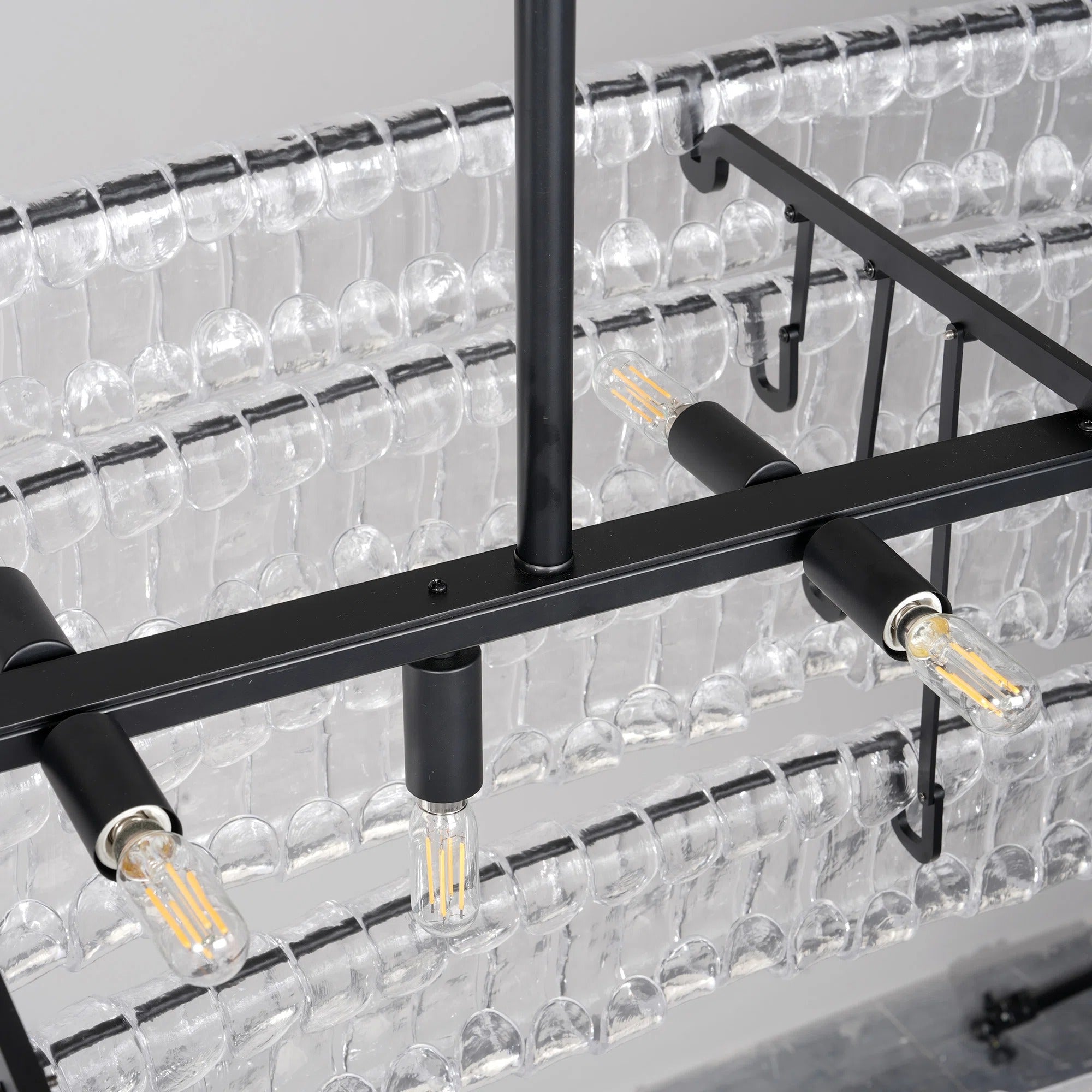 54 Inch Clear Glass Tiered Oval Chandelier - Ghiaccio