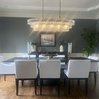 54 Inch Clear Glass Tiered Oval Chandelier - Ghiaccio