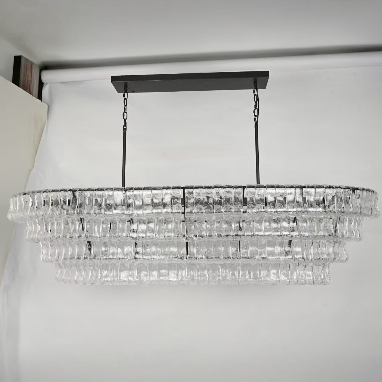 65 Inch Clear Glass Tiered Oval Chandelier - Ghiaccio
