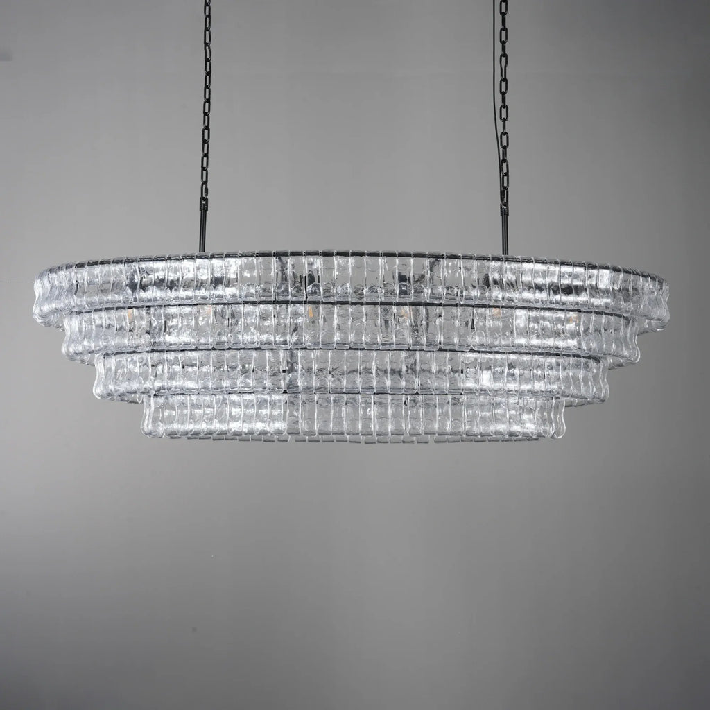 65 Inch Clear Glass Tiered Oval Chandelier - Ghiaccio
